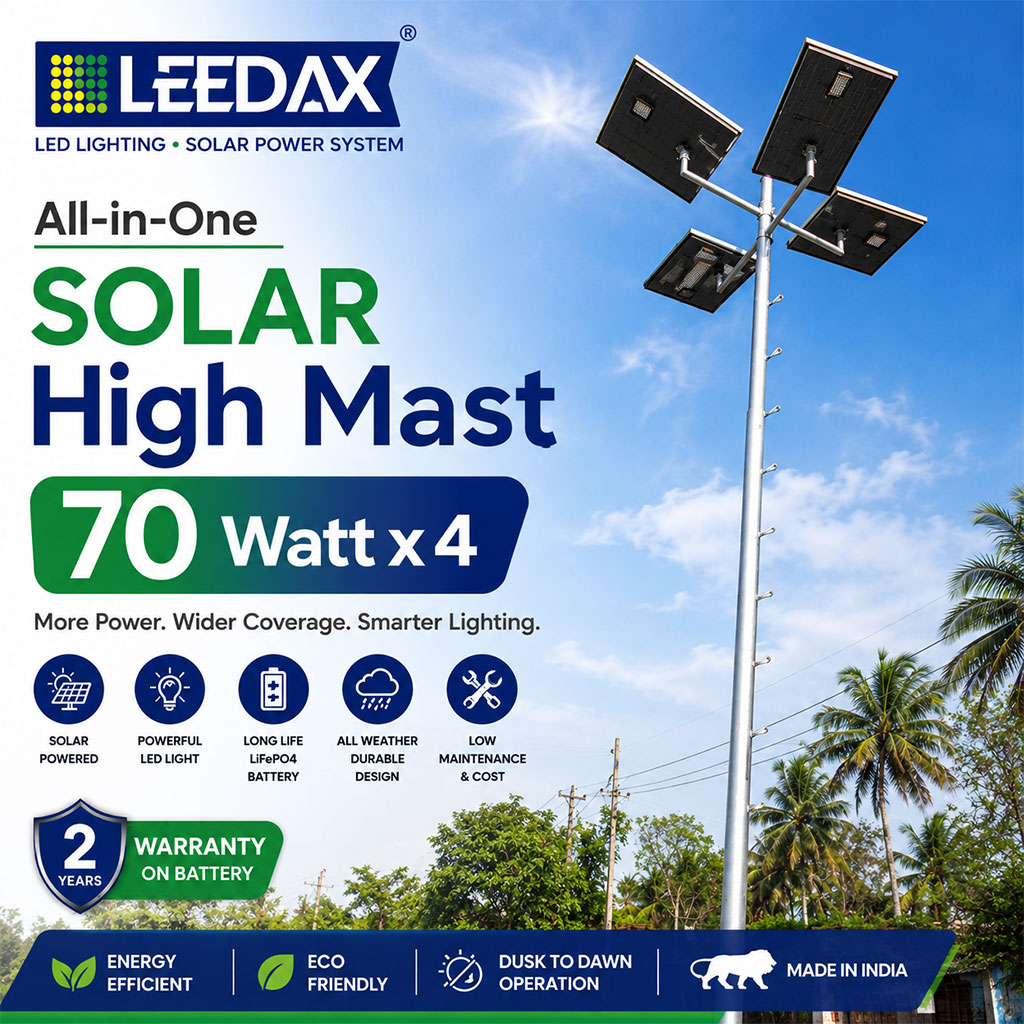 Solar High Mast All in One – 70 Watt x 4