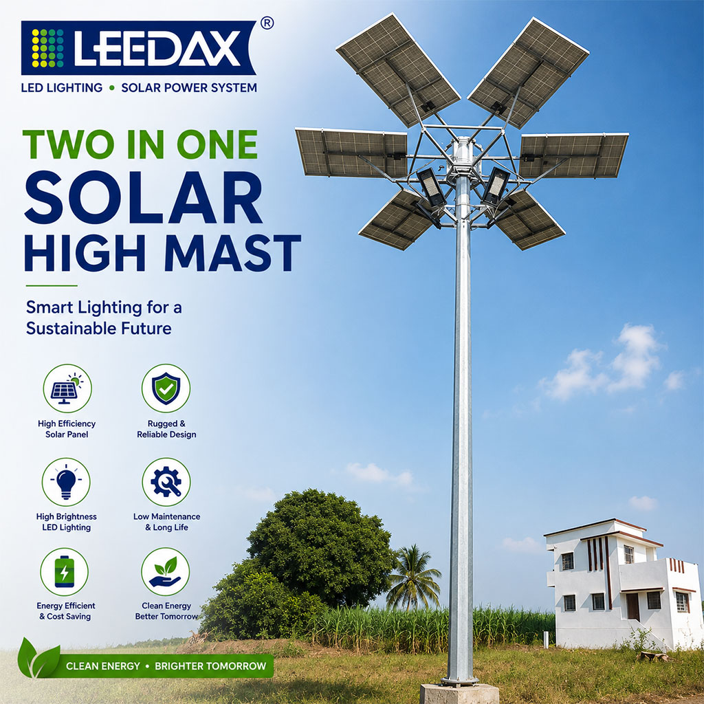 Solar High Mast Light Two in One 70Watt x 4